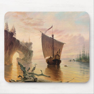 Norse Viking Ship Fantasy Art Mouse Pad