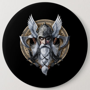 Norse Warrior God Odin 6 Cm Round Badge
