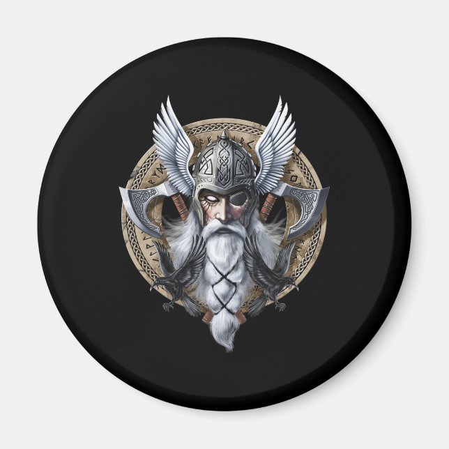 Norse Warrior God Odin Magnet (Front)