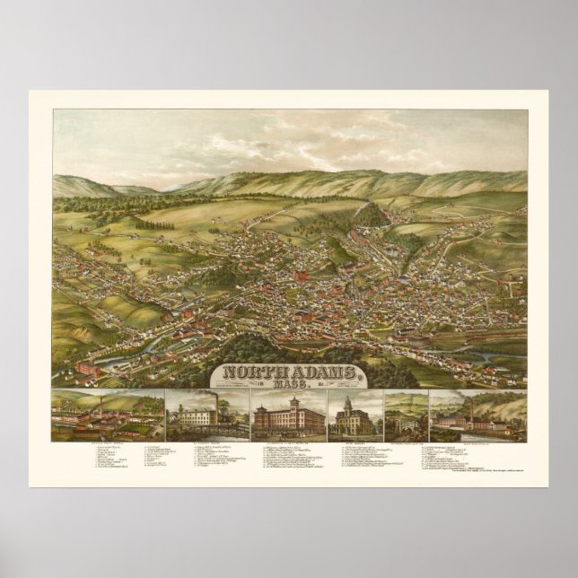 North Adams, MA Panoramic Map - 1881 Poster (Front)