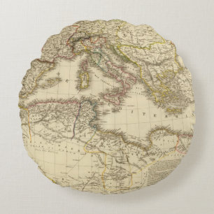 North Africa, Mediterranean Sea Round Cushion