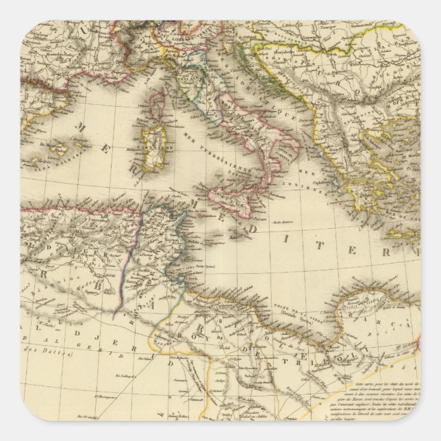 North Africa, Mediterranean Sea Square Sticker (Front)