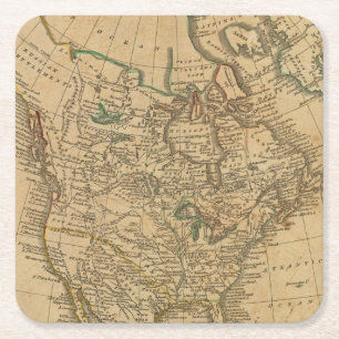 North America 3 Square Paper Coaster
