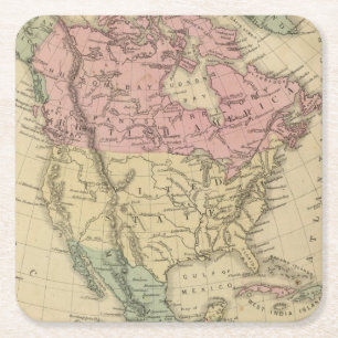 North America 6 Square Paper Coaster