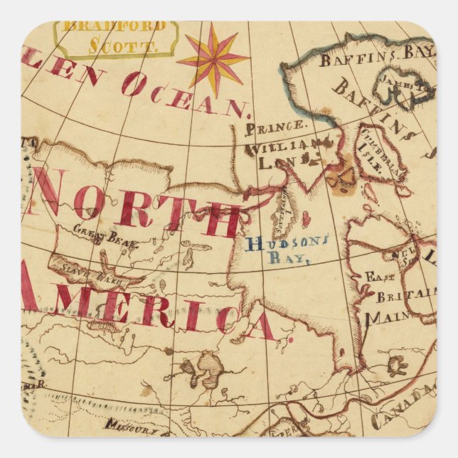 North America 8 Square Sticker (Front)