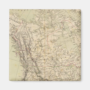 North America Atlas Map showing Indian tribes Magnet