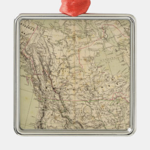 North America Atlas Map showing Indian tribes Metal Ornament