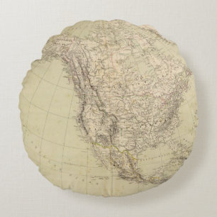 North America Atlas Map showing Indian tribes Round Cushion