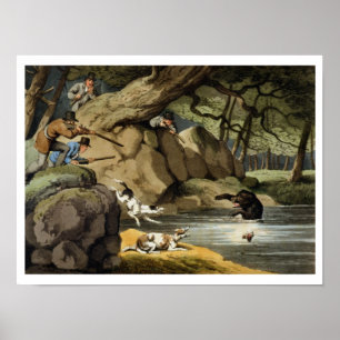 North America Bear Hunt, engraved by Matthew Dubou Poster