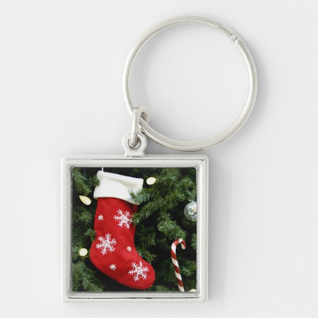 North America. Christmas decorations on tree. 3 Key Ring (Front)