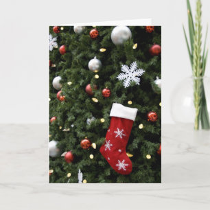North America. Christmas decorations on tree. 5 Holiday Card