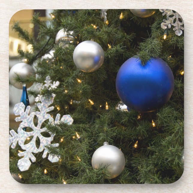 North America. Christmas decorations on tree. Coaster (Front)