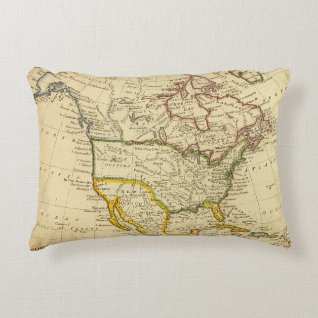 North America Engraved map Decorative Cushion (Front)