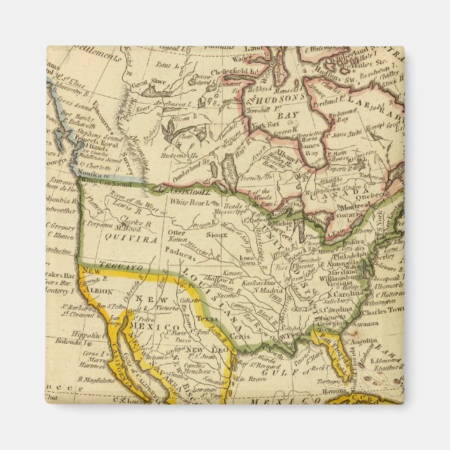 North America Engraved map Magnet (Front)