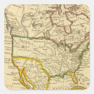 North America Engraved map Square Sticker