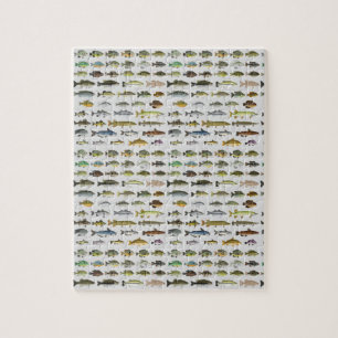 North America Freshwater Fish Group Canvas Print Jigsaw Puzzle