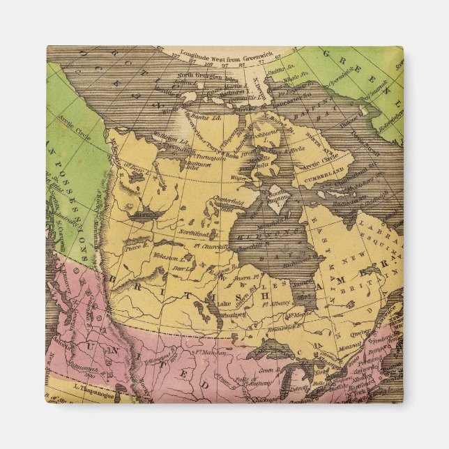 North America Hand Coloured Atlas Map Magnet (Front)