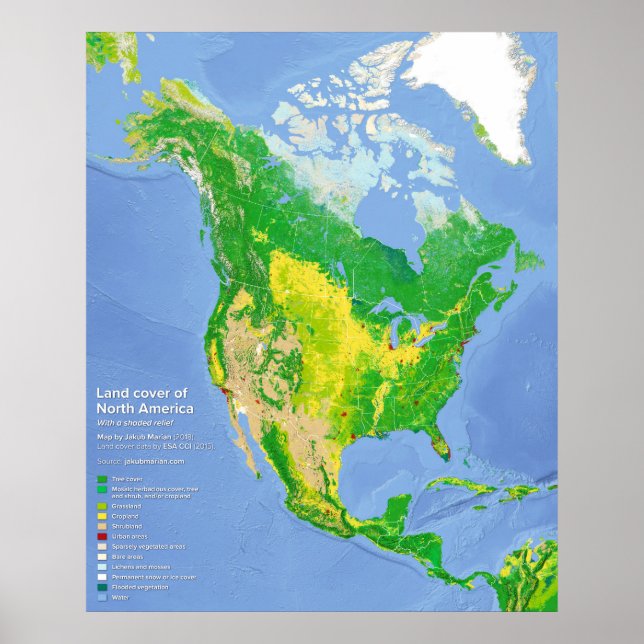 North America Land Use Map Poster (Front)