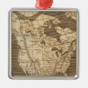 North America Map by Arrowsmith Metal Ornament