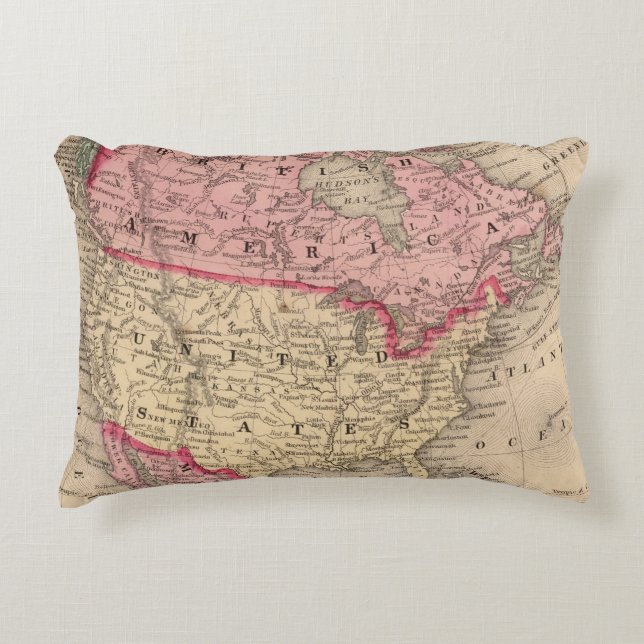 North America Map by Mitchell Decorative Cushion (Front)