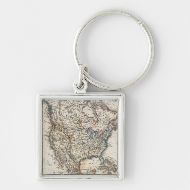North America Map by Stieler Key Ring (Front)