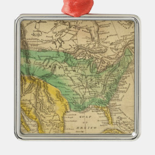 North America Map by Worcester Metal Ornament