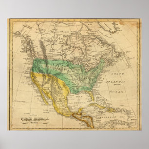 North America Map by Worcester Poster