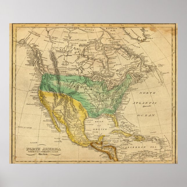 North America Map by Worcester Poster (Front)
