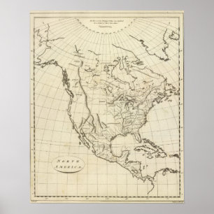 North America outline map Poster