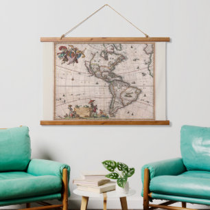 North America Rare Entire New World  Hanging Tapestry