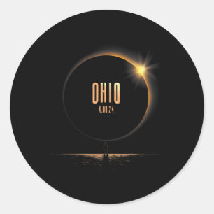 North America Total Solar Eclipse 2024 Ohio Usa  Classic Round Sticker