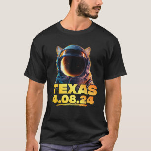 North America Total Solar Eclipse Cat 2024 Texas U T-Shirt