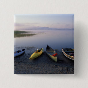 North America, US, ME, Boats on the shore of 15 Cm Square Badge