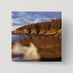 North America, US, ME, The rocky Maine coast. 15 Cm Square Badge