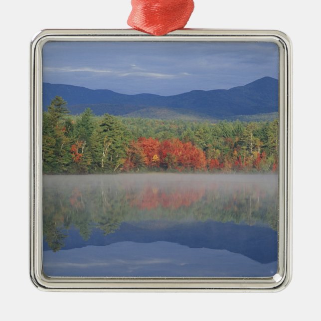 North America, US, NH, Fall reflections in Metal Tree Decoration (Front)