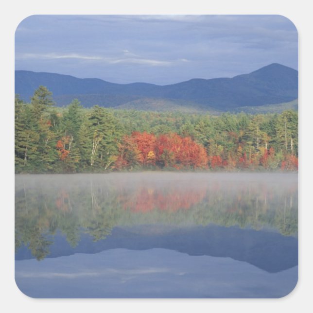 North America, US, NH, Fall reflections in Square Sticker (Front)