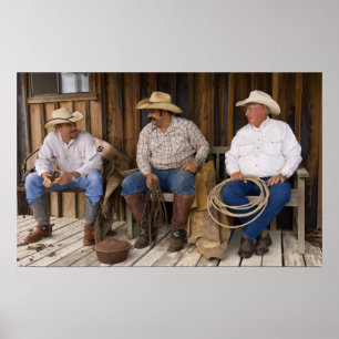 North America, USA. Cowboys relaxing and Poster