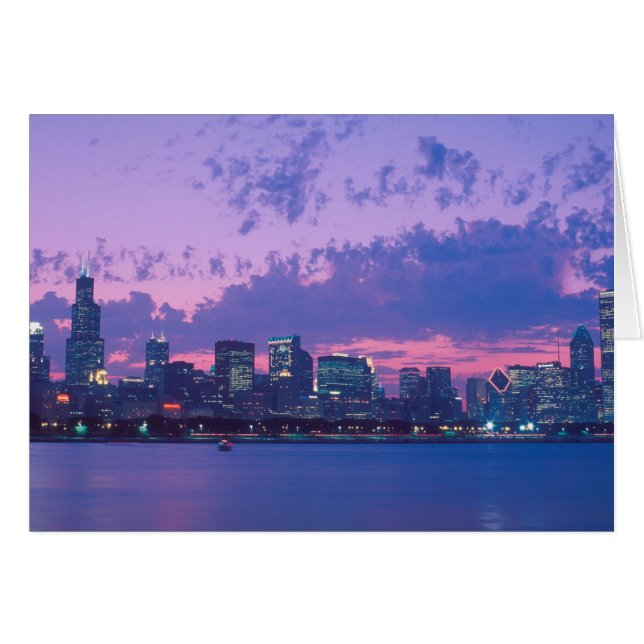 North America, USA, IL. Chicago skyline at dusk (Front Horizontal)
