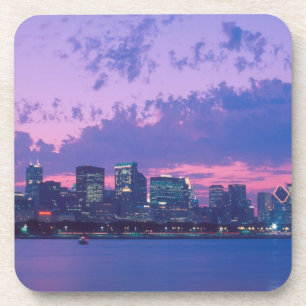 North America, USA, IL. Chicago skyline at dusk Coaster