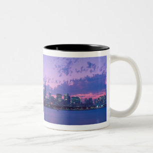 North America, USA, IL. Chicago skyline at dusk Two-Tone Coffee Mug
