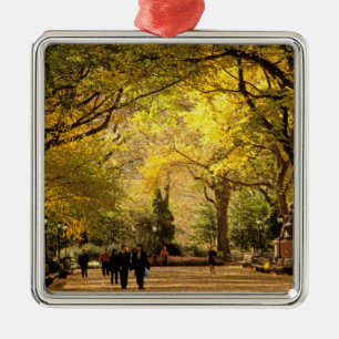North America, USA, New York, New York City. 12 Metal Tree Decoration