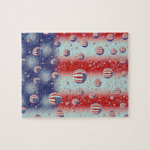 North America, USA, WA, Redmond, U.S. Flag Jigsaw Puzzle