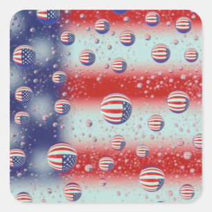 North America, USA, WA, Redmond, U.S. Flag Square Sticker