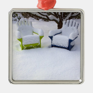 North America, USA, Washington, Seattle, Snow Metal Ornament