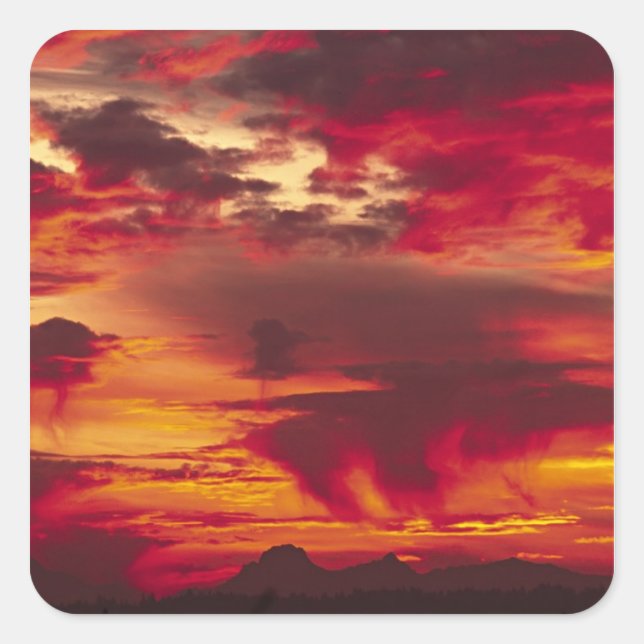 North America, USA, Washington, Seattle. Sunrise Square Sticker (Front)