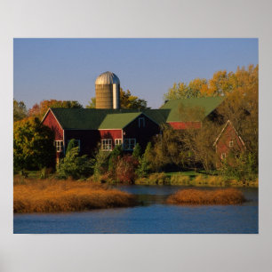 North America, USA, Wisconsin. Red Barn in Poster