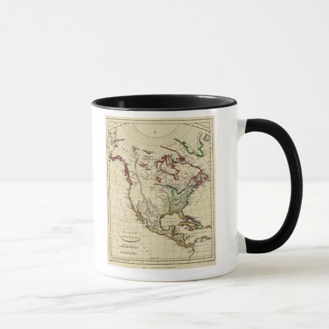 North America with boundaries outlined Mug (Right)