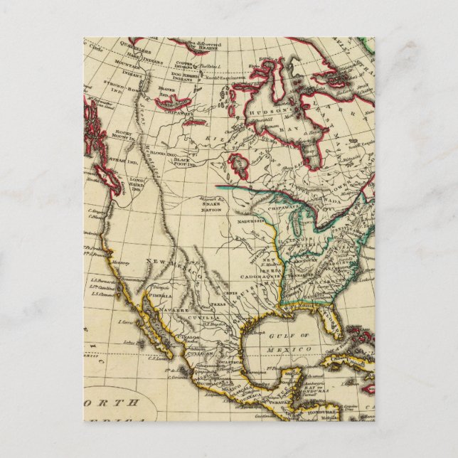 North America with boundaries outlined Postcard (Front)