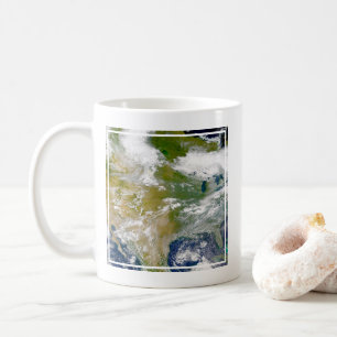 North America With Smoke Visible In Locations. Coffee Mug