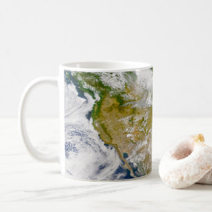 North America With Smoke Visible In Locations. Coffee Mug